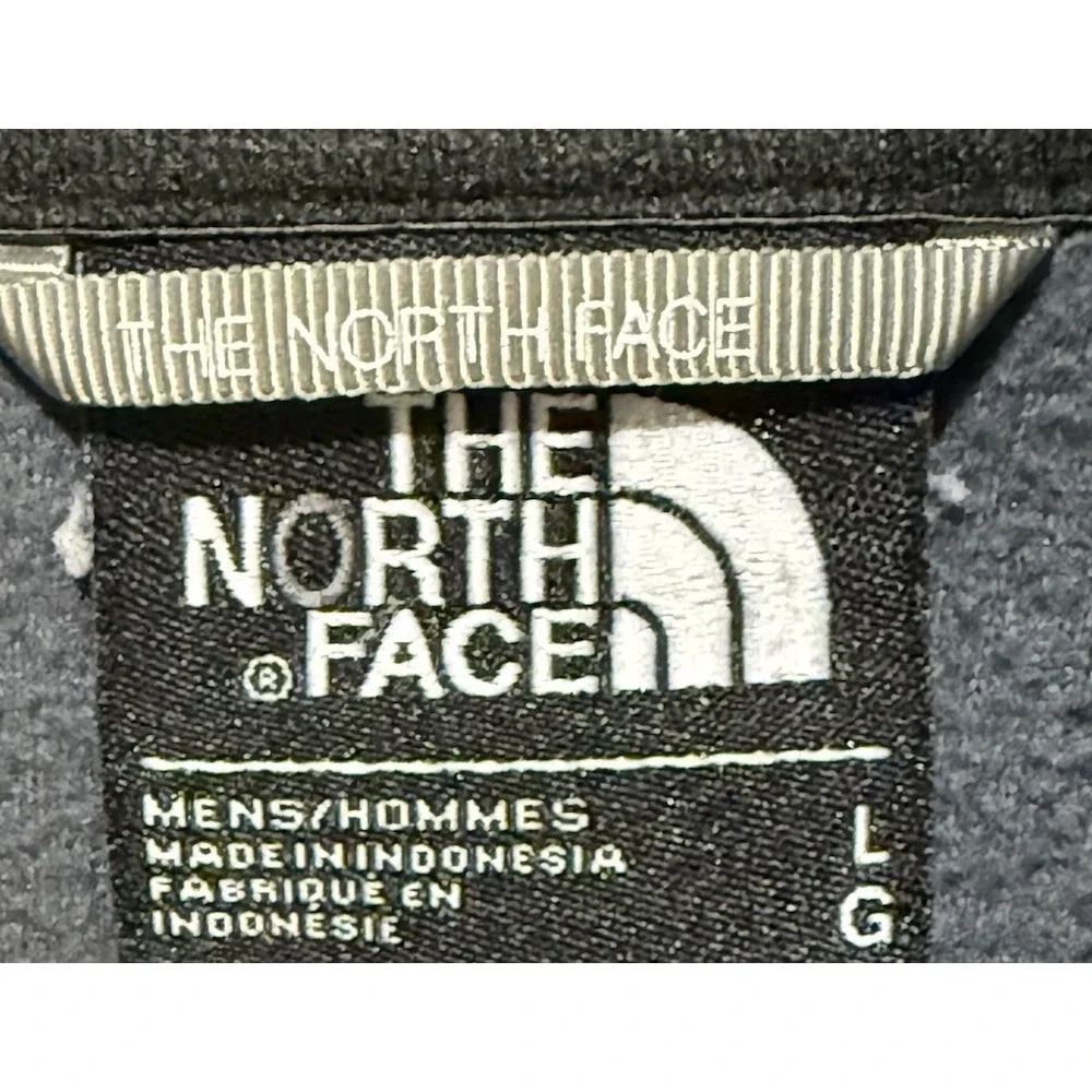 The‎ North Face Men Gray Fleece Jacket Windbreaker Red Logo Size Large EUC